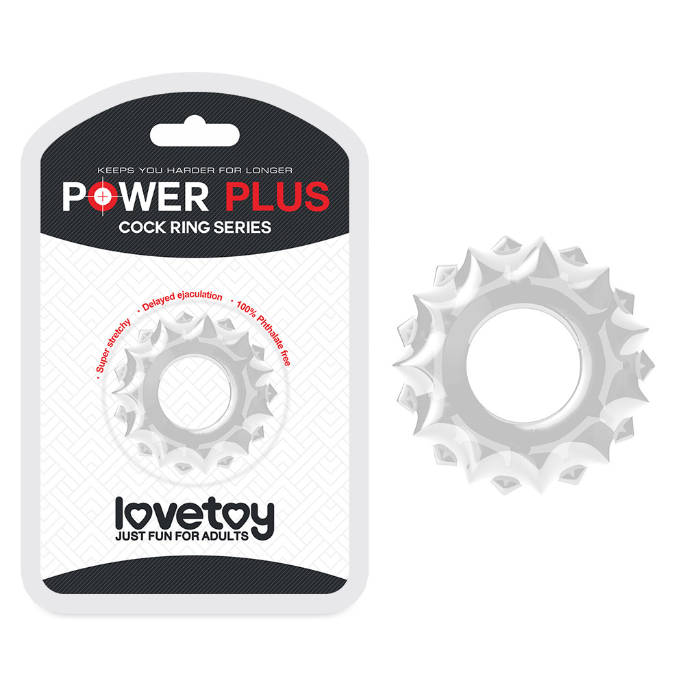 Ерекційне кільце прозоре з чудовим рельєфом Power Plus Cockring 1 LoveToy, діаметр 40 мм