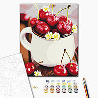 Картина за номерами "стигла черешня", набір для розфарбовування з полотном, фарбами, пензлями, 40x50 см, складність 3