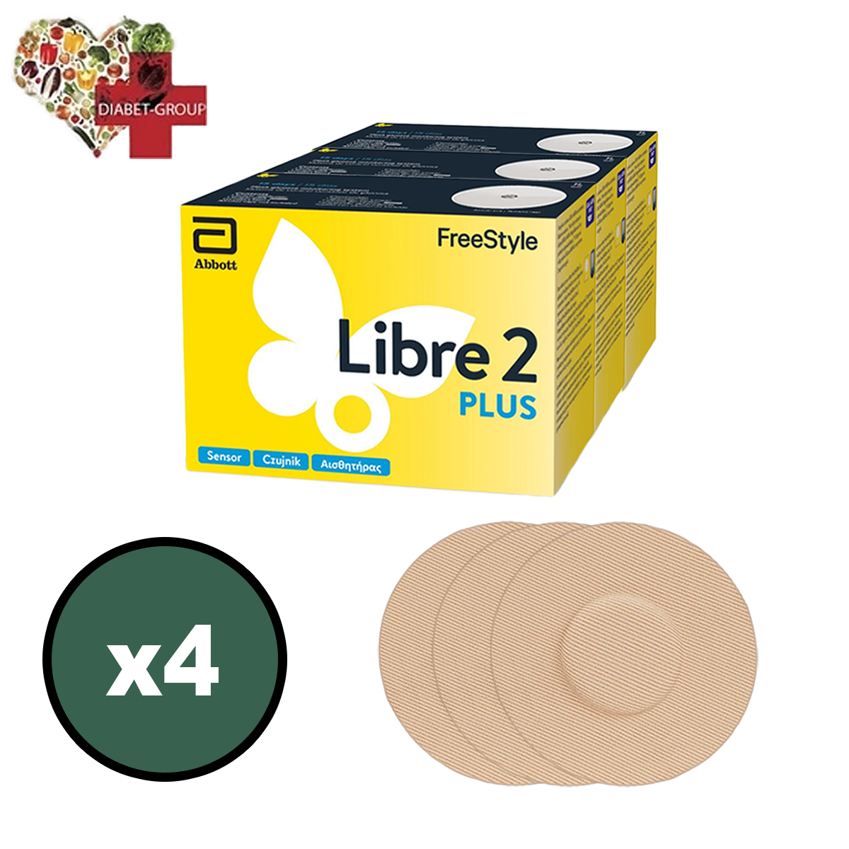 Сенсор Freestyle Libre 2 Plus (ФріСтайл Лібре 2 Плюс) 4 уп. і 4 тейпи в комплекті