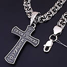 Срібна цепочка з хрестиком чоловіча широка. Великий срібний хрестик Спаси Збережи і срібний ланцюжок 8 мм. 55 см, фото 6
