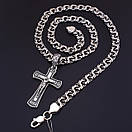 Срібна цепочка з хрестиком чоловіча широка. Великий срібний хрестик Спаси Збережи і срібний ланцюжок 8 мм. 55 см, фото 7