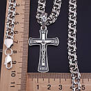 Срібна цепочка з хрестиком чоловіча широка. Великий срібний хрестик Спаси Збережи і срібний ланцюжок 8 мм. 55 см, фото 5