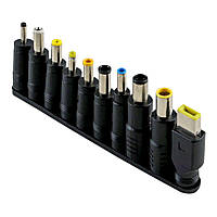 Type-c to dc pd100w 5.5х2.1 mm 10 переходников 1.8m кабель черный mayak