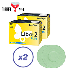 Сенсор Freestyle Libre 2 Plus (ФріСтайл Лібре 2 Плюс) 2 уп. і 2 кольорових тейпи в комплекті