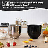 Міксер Kitchen in the Box дві чаші по 3,5 л,10-швидкісний кухонний міксер з вінчиком, гаком для тіста та насадкою-вінчиком, фото 5