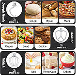 Міксер Kitchen in the Box дві чаші по 3,5 л,10-швидкісний кухонний міксер з вінчиком, гаком для тіста та насадкою-вінчиком, фото 6