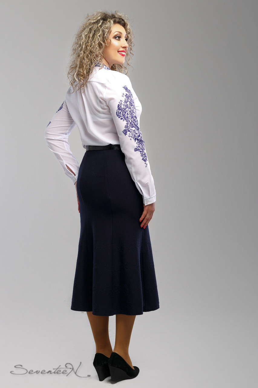 Красивая юбка годе из французской костюмной ткани большие размеры 48-58 - фото 2 - id-p480595872