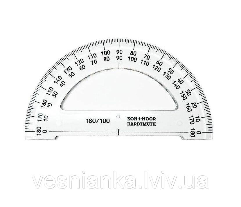 Транспортир прозорий, пластиковий Koh-i-Noor, фото 1