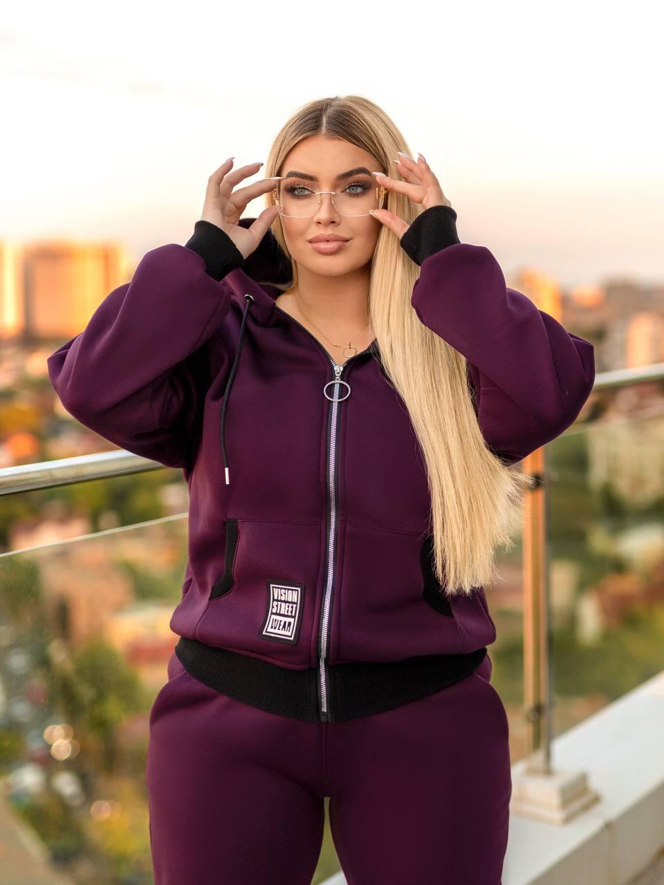 Жіночий спортивний костюм зимовий з тринитки на флісі 48-62, фото 1