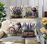 Набір декоративних наволочок з лавандовим принтом, 4 шт, 40×40 см, фото 2