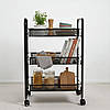 Етажерка Стелаж з полицями на коліщатках колесах Bonro B-073 чорний для дому ванної офісу салону майстра, фото 9
