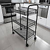 Етажерка Стелаж з полицями на коліщатках колесах Bonro B-073 чорний для дому ванної офісу салону майстра, фото 6