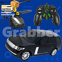 Машинка детские с пультом черного цвета, аккумуляторная модель внедорожника на радиоуправлении для веселых игр дома и на улице