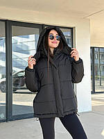 Стильна жіноча тепла куртка з капюшоном матова плащівка Канада 42 46 48 50 шоколад бордо малина барбі чорний білий св сірий червон