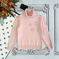 Светр Louis Vuitton для дівчинки рожевий ангоровий зі стразами