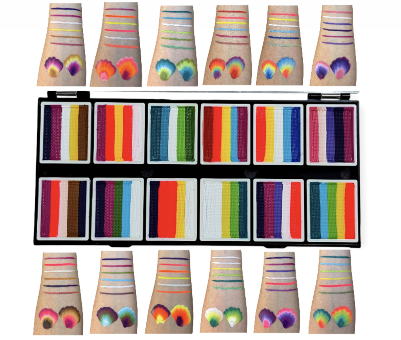 ПАЛІТРА АКВАГРИМ GrimMaster SUPER MIX ESSENTIAL & NEON SPLIT CAKE COLORS 120 g