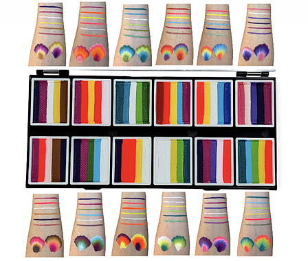 ПАЛІТРА АКВАГРИМ GrimMaster SUPER MIX ESSENTIAL & NEON SPLIT CAKE COLORS 120 g, фото 1