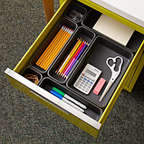 Набір із 8 прозорих пластикових лотків-органайзерів для зберігання косметики, канцелярії сірий, фото 2