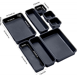 Набір із 8 прозорих пластикових лотків-органайзерів для зберігання косметики, канцелярії сірий, фото 3