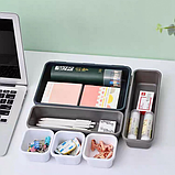 Набір із 8 прозорих пластикових лотків-органайзерів для зберігання косметики, канцелярії сірий, фото 4