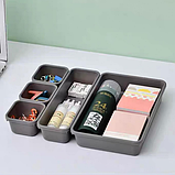 Набір із 8 прозорих пластикових лотків-органайзерів для зберігання косметики, канцелярії сірий, фото 5