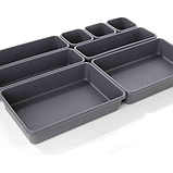 Набір із 8 прозорих пластикових лотків-органайзерів для зберігання косметики, канцелярії сірий, фото 6