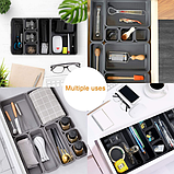 Набір із 8 прозорих пластикових лотків-органайзерів для зберігання косметики, канцелярії сірий, фото 8