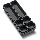 Набір із 8 прозорих пластикових лотків-органайзерів для зберігання косметики, канцелярії чорний, фото 2