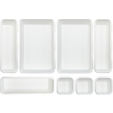 Набір із 8 прозорих пластикових лотків-органайзерів для зберігання косметики, канцелярії білий, фото 2