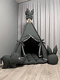 Вігвам для дітей Графіт 18 БОНБОН з Кошиком Повний комплект, вігвам для хлопчика, вігвам для дівчинки, дитячий вігвам, вігвам, фото 2