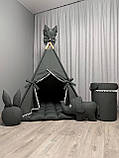 Вігвам для дітей Графіт 18 БОНБОН з Кошиком Повний комплект, вігвам для хлопчика, вігвам для дівчинки, дитячий вігвам, вігвам, фото 4