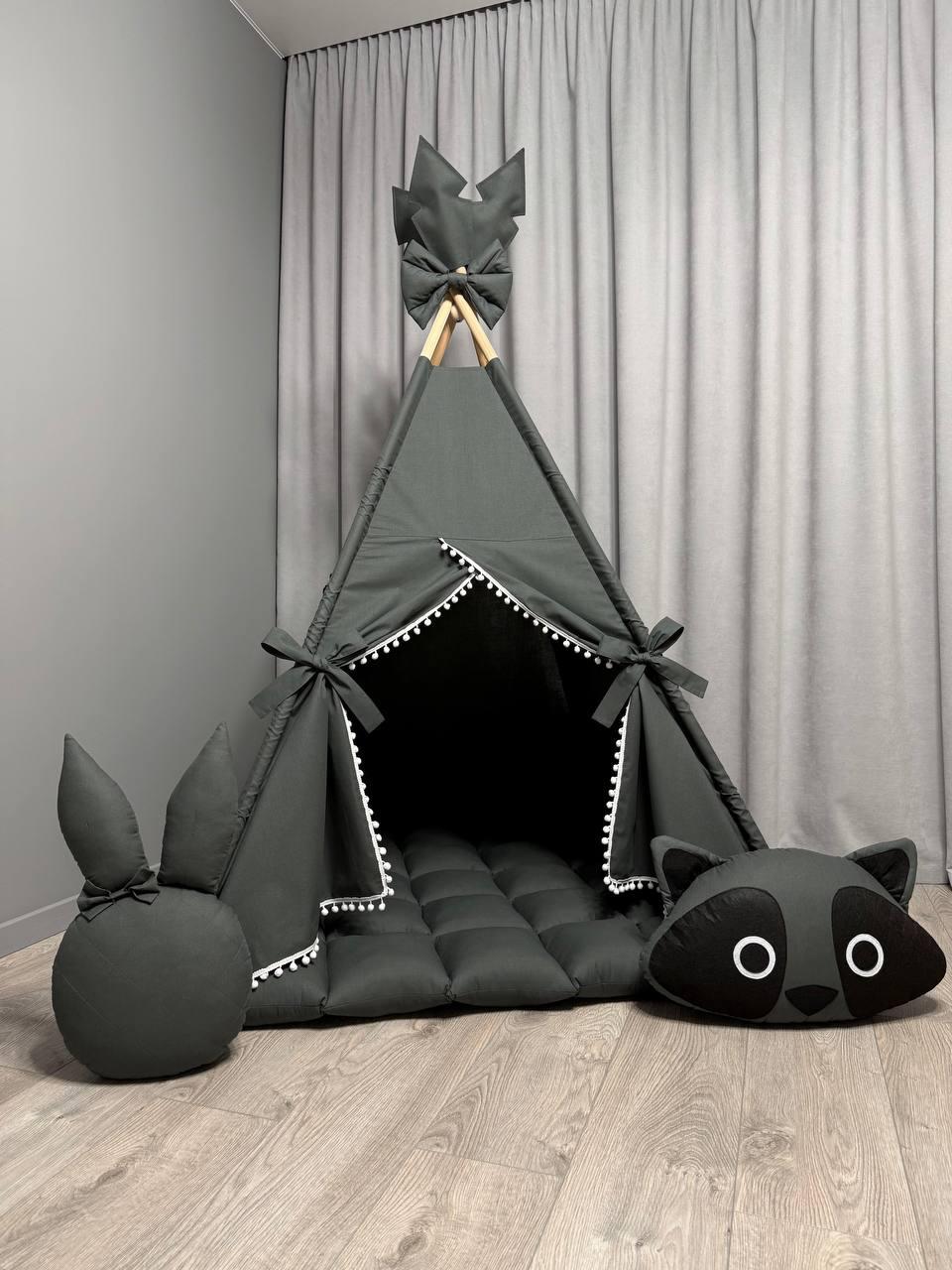 Вігвам для дітей Графіт 19 БОНБОН Повний комплект, вігвам дитячий, вігвам для хлопчика, дитячий вігвам, вігвам для дівчинки, фото 1