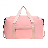 Спортивна дорожня сумка 44 х 28 х 19 см з відділом для взуття ручкою та кишенями для подорожей рожева, фото 4