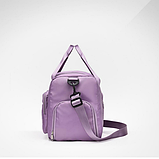 Спортивна дорожня сумка 44 х 28 х 19 см з відділом для взуття ручкою та кишенями для подорожей фіолетова, фото 3