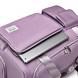Спортивна дорожня сумка 44 х 28 х 19 см з відділом для взуття ручкою та кишенями для подорожей фіолетова, фото 6
