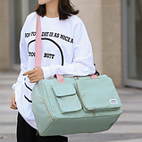 Спортивна дорожня сумка 44 х 28 х 19 см з відділом для взуття ручкою та кишенями для подорожей зелена, фото 2