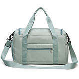 Спортивна дорожня сумка 44 х 28 х 19 см з відділом для взуття ручкою та кишенями для подорожей зелена, фото 3