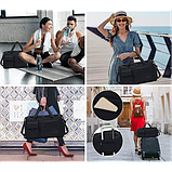 Спортивна дорожня сумка 44 х 28 х 19 см з відділом для взуття ручкою та кишенями для подорожей чорна, фото 4