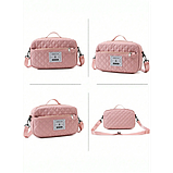 Спортивна дорожня сумка 50×24×36 см з відділом для взуття та косметичкою 25×14×7 см ручкою та кишенями рожева, фото 4