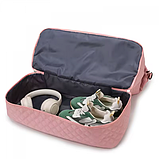 Спортивна дорожня сумка 50×24×36 см з відділом для взуття та косметичкою 25×14×7 см ручкою та кишенями рожева, фото 7