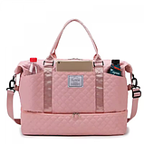 Спортивна дорожня сумка 50×24×36 см з відділом для взуття та косметичкою 25×14×7 см ручкою та кишенями рожева, фото 10