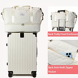 Спортивна дорожня сумка 50×24×36 см з відділом для взуття та косметичкою 25×14×7 см ручкою та кишенями біла, фото 2