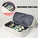 Спортивна дорожня сумка 50×24×36 см з відділом для взуття та косметичкою 25×14×7 см ручкою та кишенями біла, фото 4