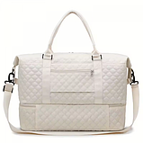 Спортивна дорожня сумка 50×24×36 см з відділом для взуття та косметичкою 25×14×7 см ручкою та кишенями біла, фото 5