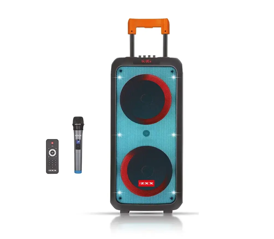 Акустична колонка 80Вт 2x8" — потужна переносна Bluetooth колонка з мікрофоном, TWS, FM, USB, TF, LED, REC, фото 1