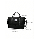 Спортивна дорожня сумка 50×24×36 см з відділом для взуття та косметичкою 25×14×7 см ручкою та кишенями чорна, фото 6