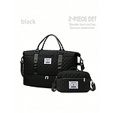 Спортивна дорожня сумка 50×24×36 см з відділом для взуття та косметичкою 25×14×7 см ручкою та кишенями чорна, фото 8