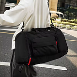 Спортивна дорожня сумка 53×28×28 см з відділом для взуття з ручкою лямками та кишенями для подорожей чорна, фото 3