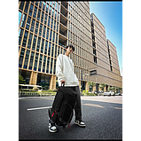 Спортивна дорожня сумка 53×28×28 см з відділом для взуття з ручкою лямками та кишенями для подорожей чорна, фото 5