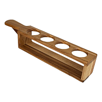 Підставка д/подачі напоїв дерево сет на 4 з ручкою (з отворами для шотів)